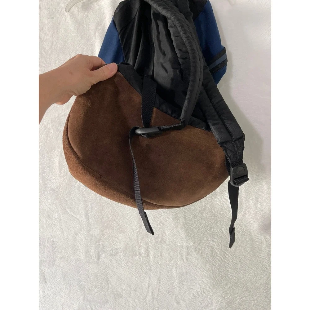 Nike Vintage Backpack Navy Blue Suede Bottom Embroidered Swoosh Y2K School Bag